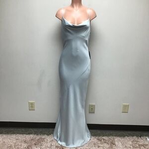 Shona Joy Pale Blue Strapless Satin Slip Gown